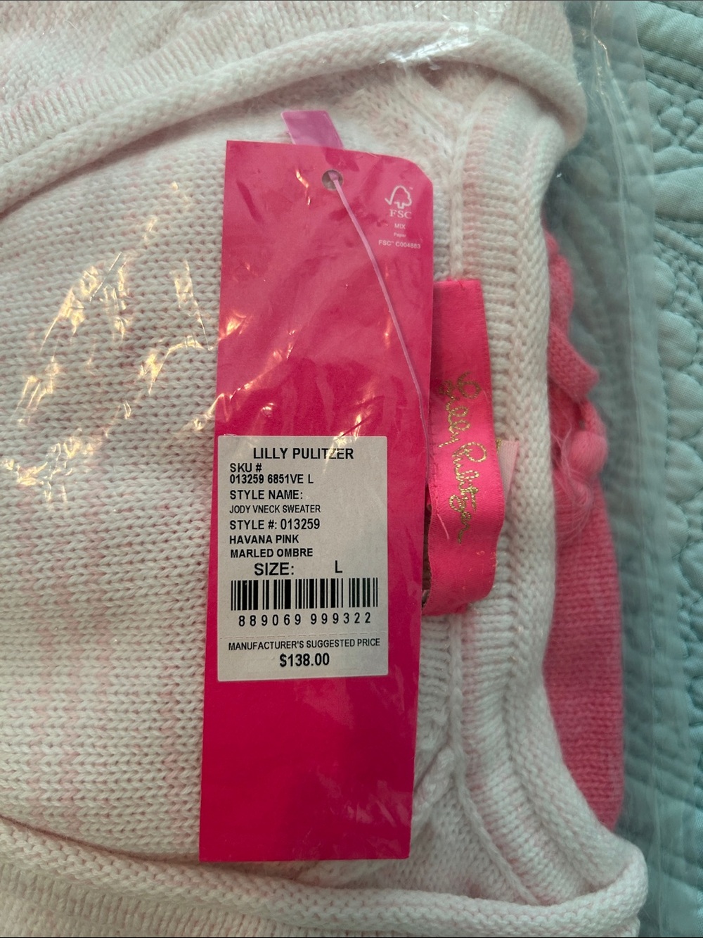 Lilly Pulitzer Jody Pink Ombre V-Neck Sweater - Picture 2 of 4